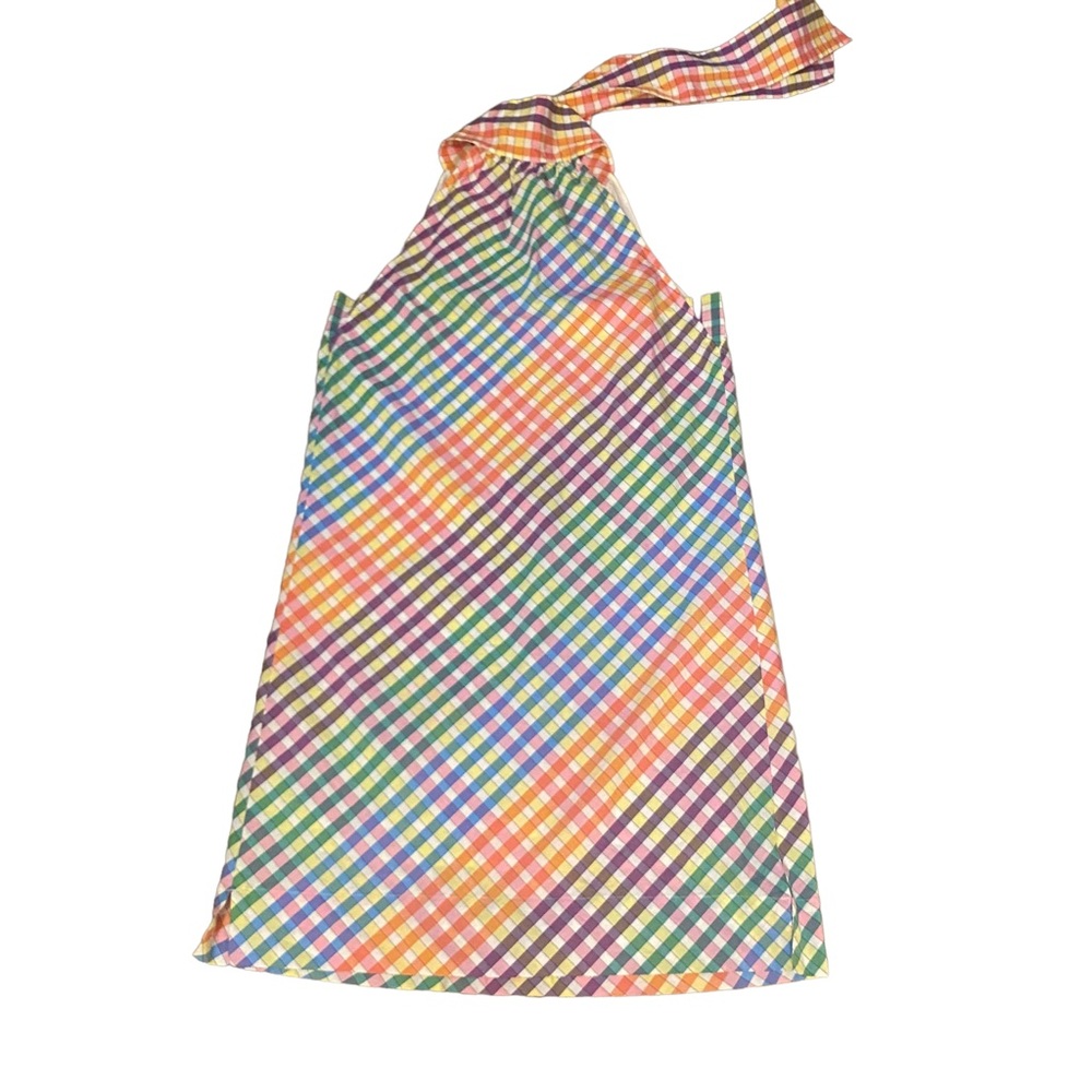 J Crew Rainbow Gingham Tie Neck Shift Dress - Picture 8 of 10
